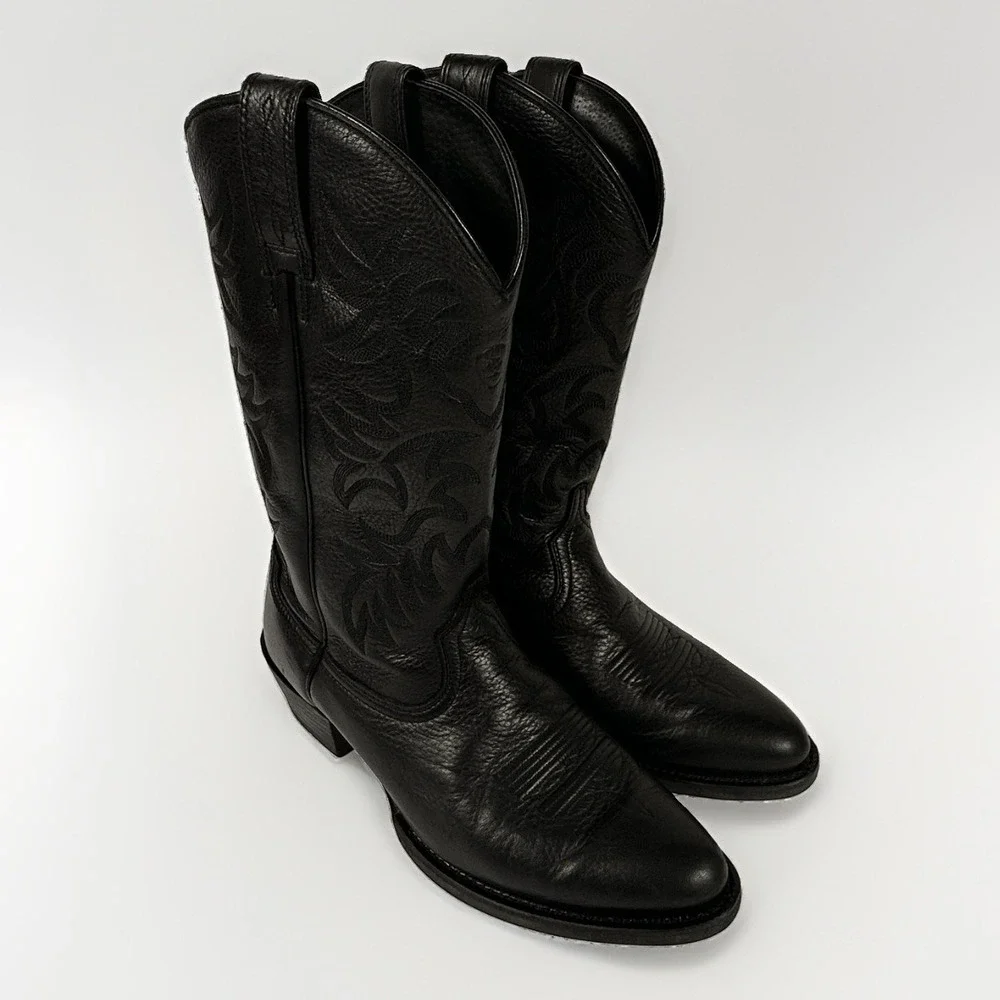 Ariat Heritage R Toe Cowboy Boots Mens 9 EE Black Leather Western Wide 10002218